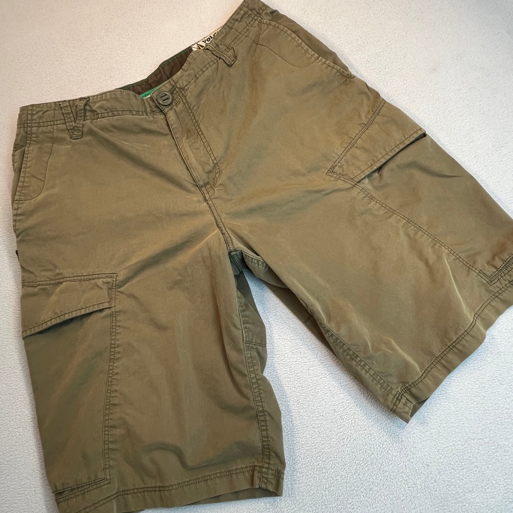 Volcom Scout Mens Cargo Shorts Size 34 Olive Green Utility Pockets VLCM STN